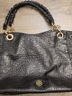 Black Bebe Tote Bag with Gold Hardware